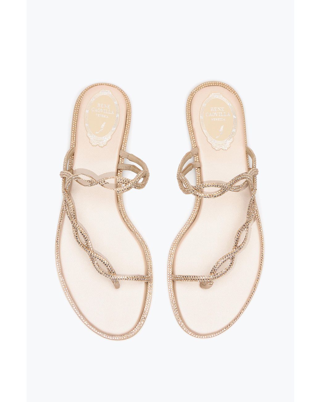 Rene Caovilla White Braid Nude Flat Sandal 10