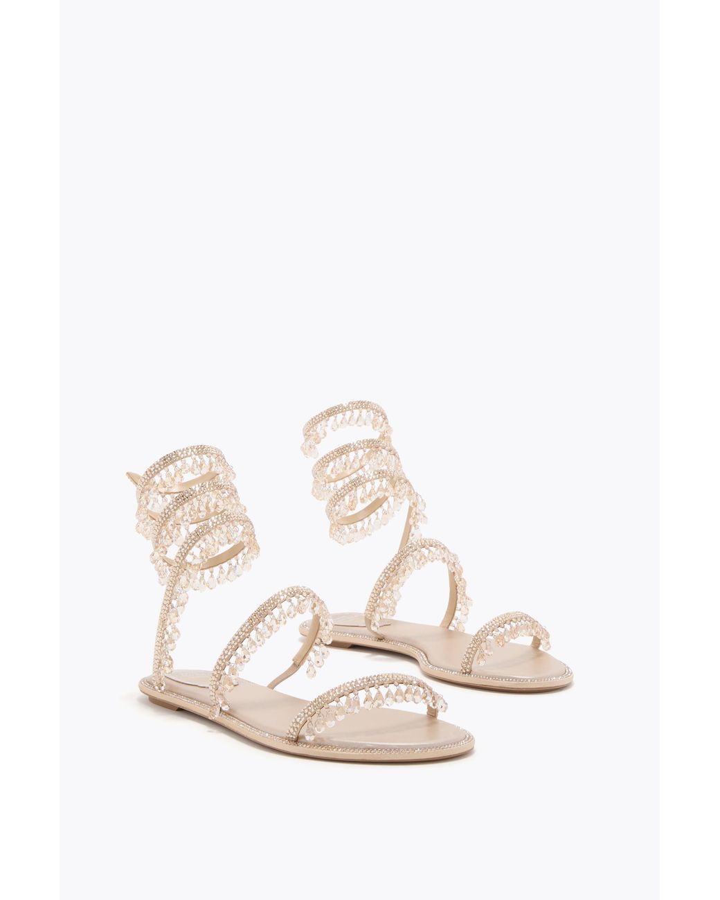 Rene Caovilla White Chandelier Flat Sandal 10