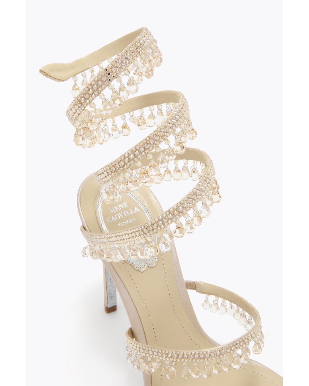 Rene Caovilla White Chandelier Satin/G.Shadow Strass Sandal