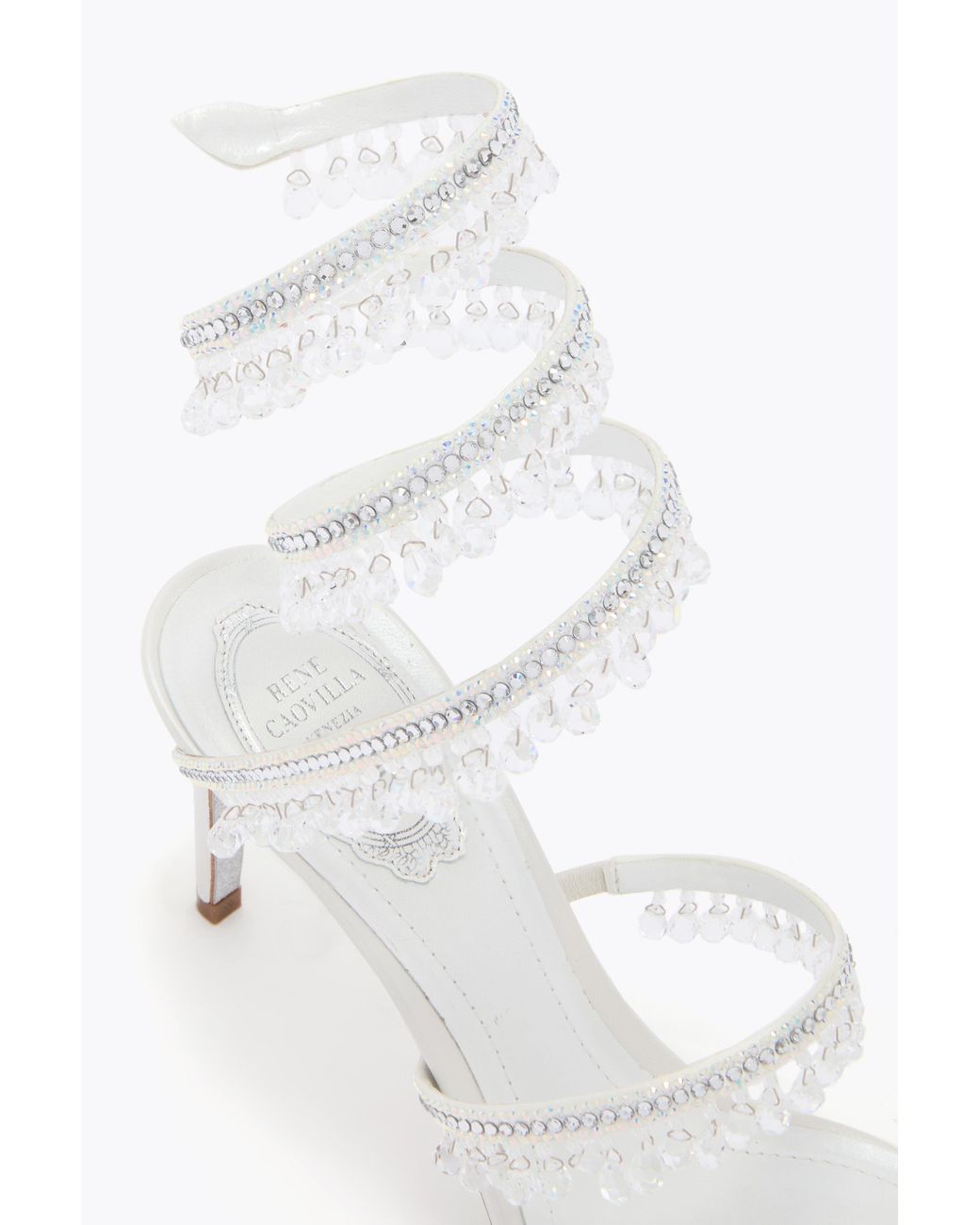 Rene Caovilla White Chandelier Sandal 80