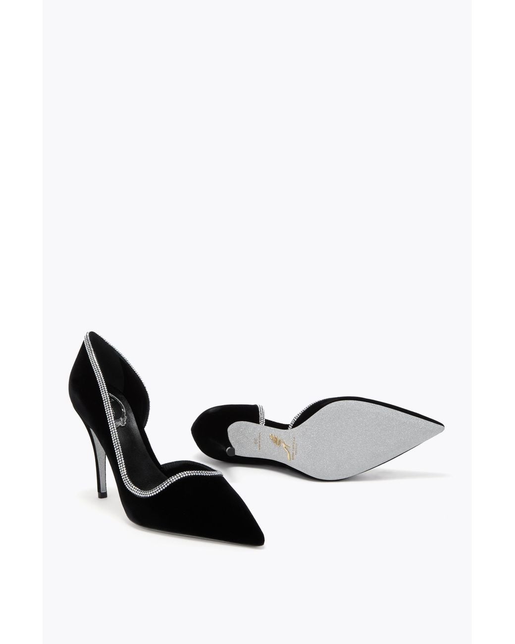 Rene Caovilla Black Onda Velvet Pump 100