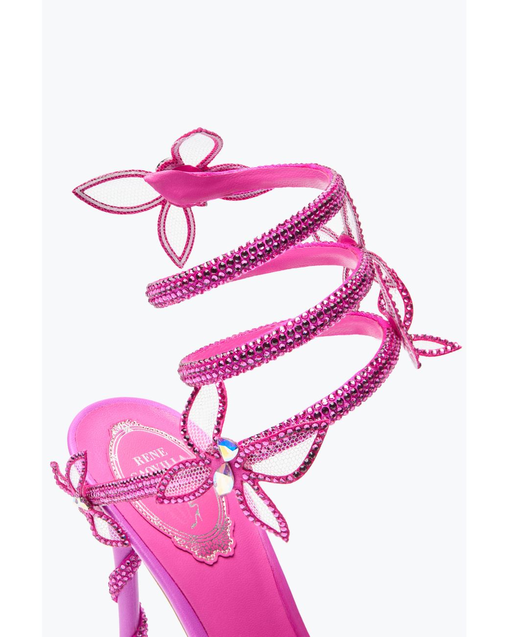Rene Caovilla Pink Margot Shocking Butterfly Sandal 105