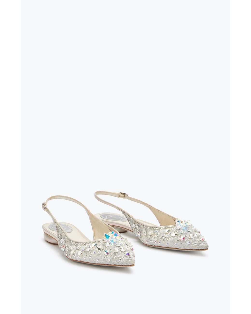 Rene Caovilla White Flat Slingbacks Cinderella