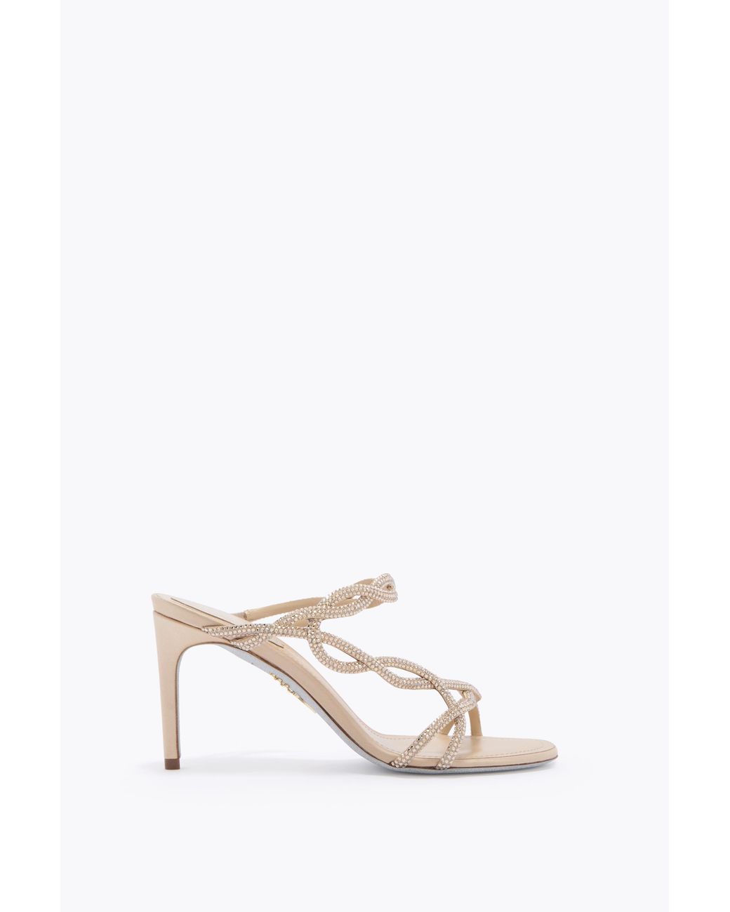 Rene Caovilla White Braid Champagne Mule 80