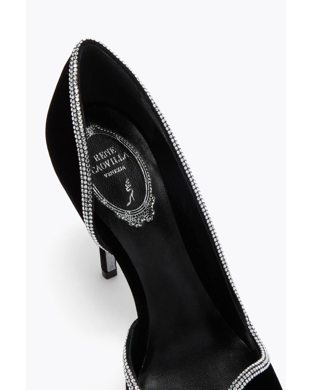 Rene Caovilla Black Onda Velvet Pump 100