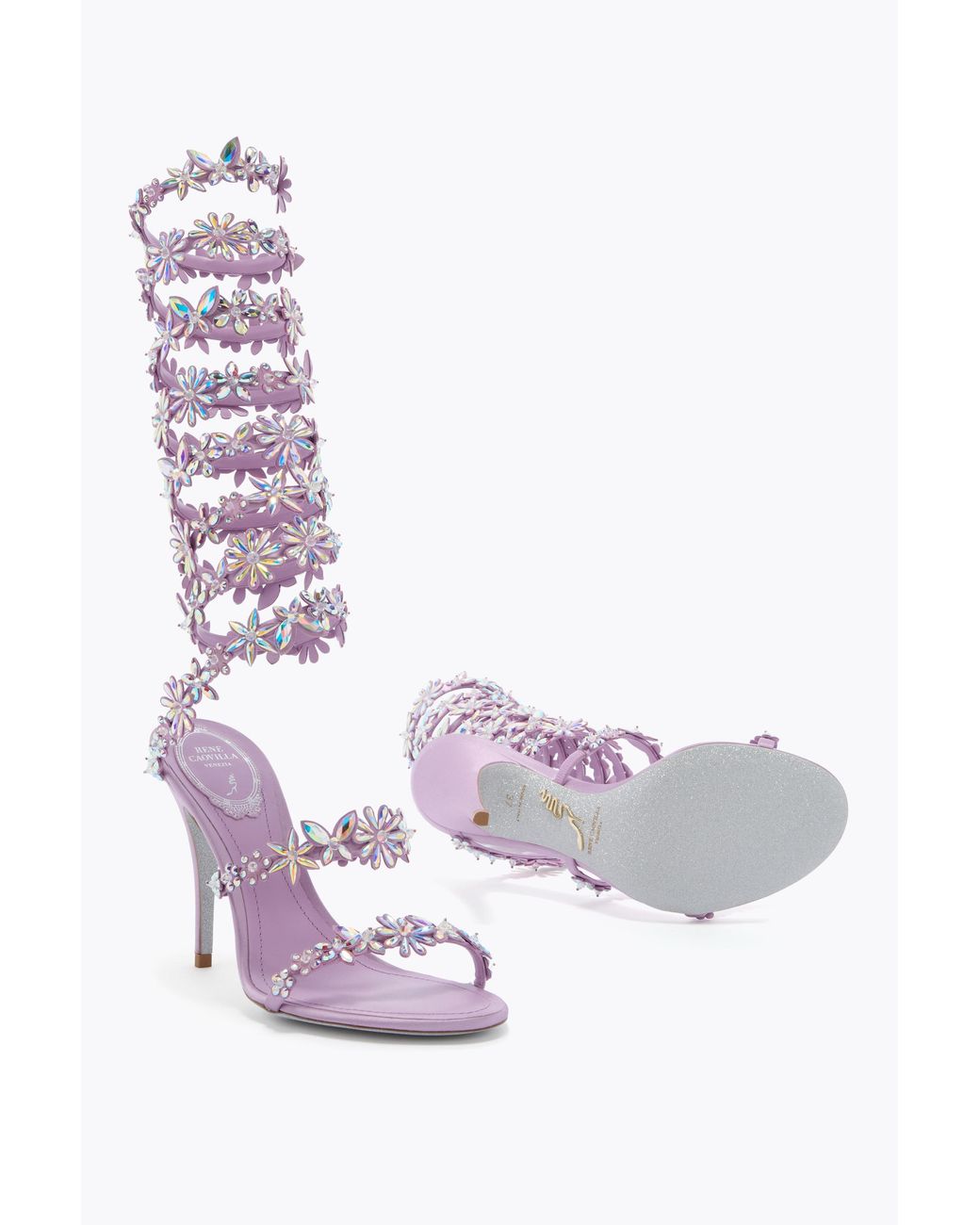 Rene Caovilla White Super Eva Lilac Sandal 100