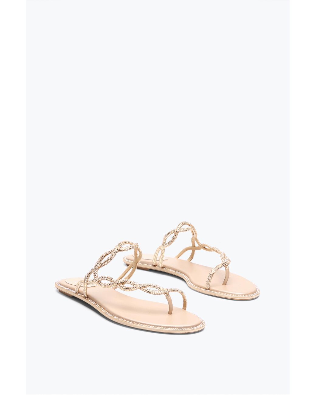 Rene Caovilla White Braid Nude Flat Sandal 10