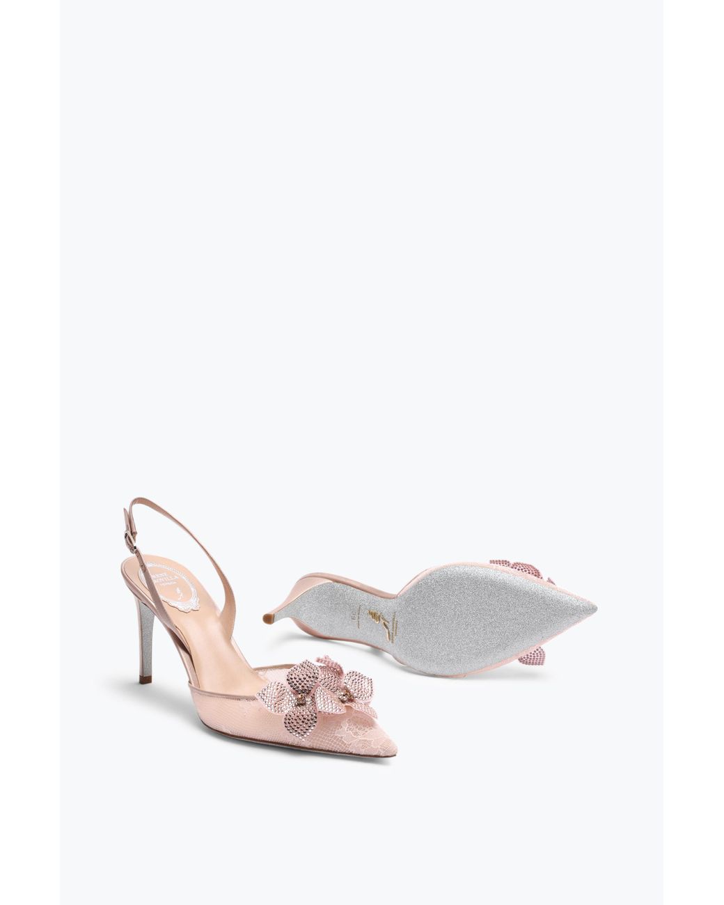 Rene Caovilla Pink Floriane Powder Slingback 80