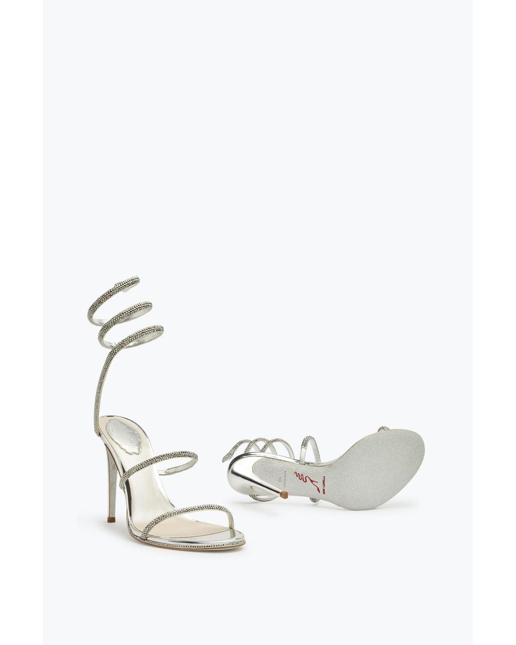 Rene Caovilla White Cleo Crystal Sandal 105