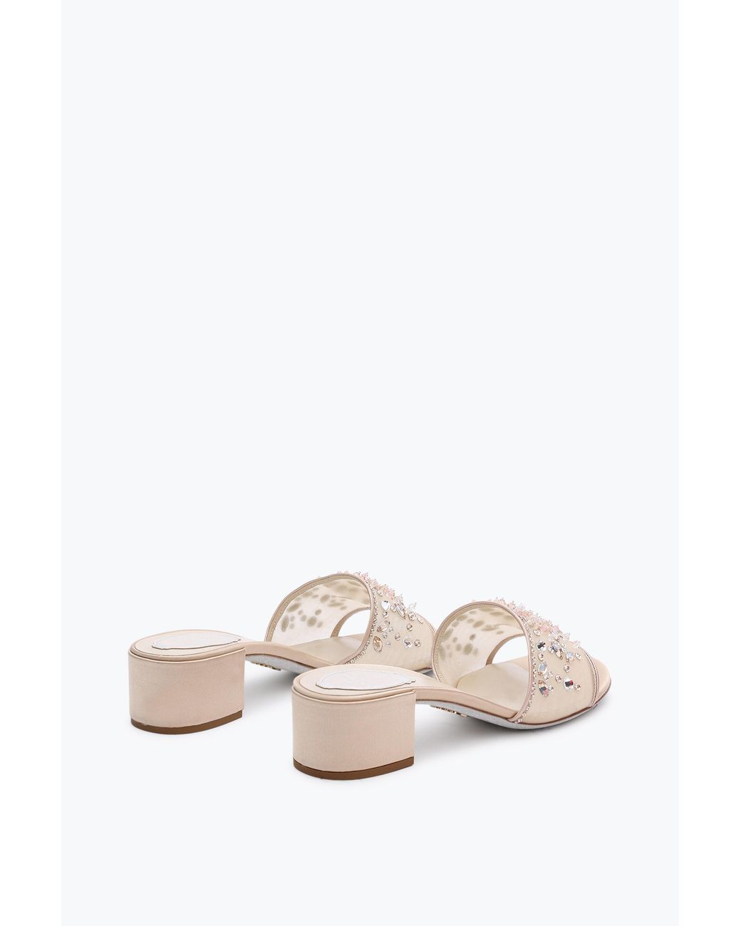 Rene Caovilla White Cinderella Nude Slider Sandal 40