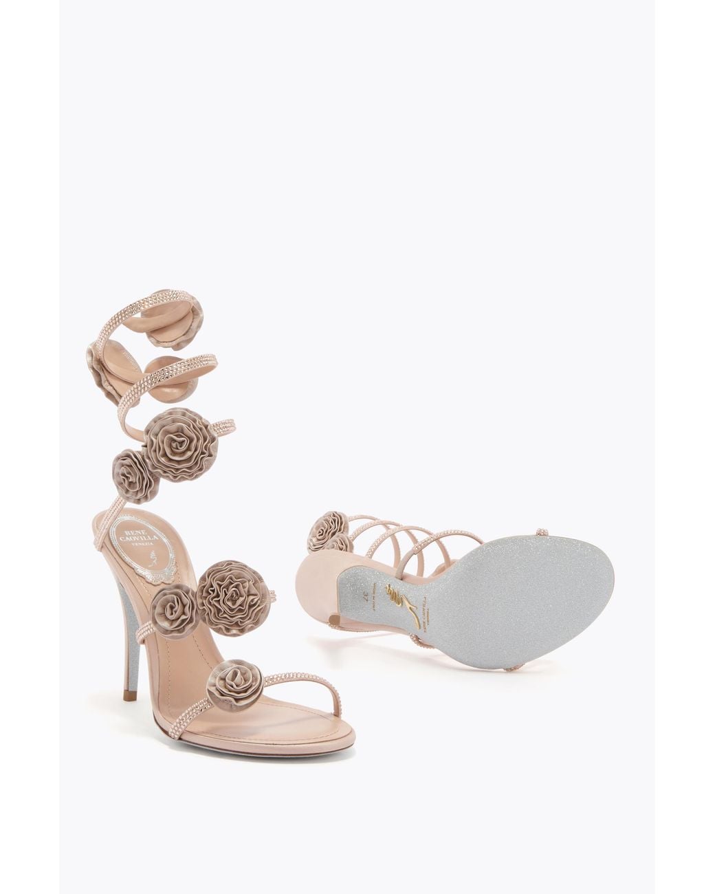 Rene Caovilla White Rosalia Nude Sandal 100