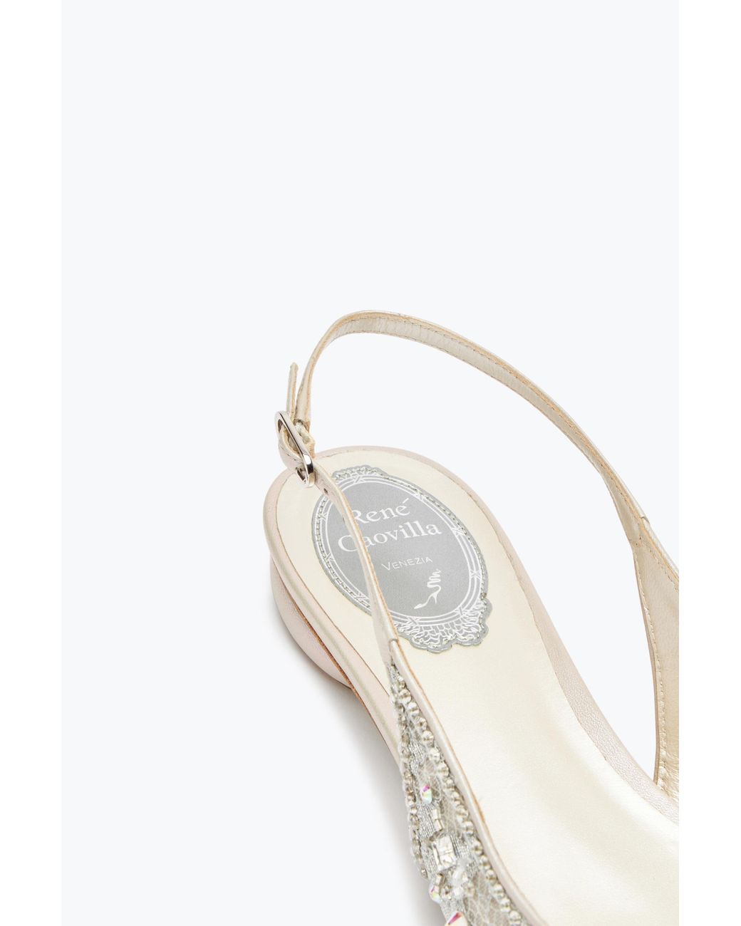 Rene Caovilla White Flat Slingbacks Cinderella