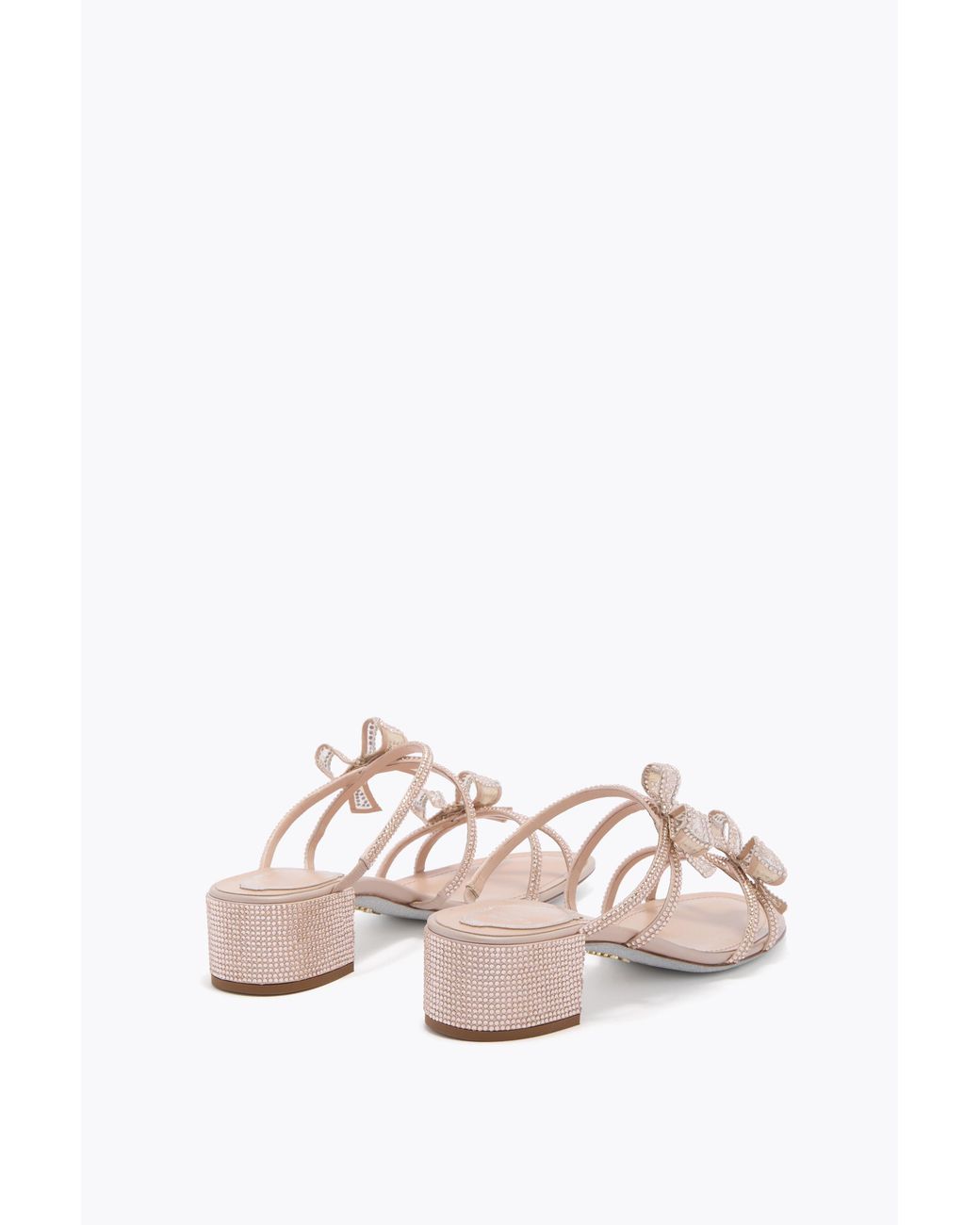 Rene Caovilla White Ribbon Nude Mule 40