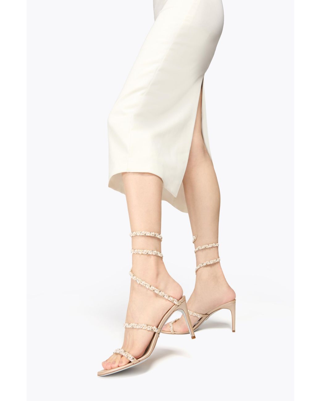 Rene Caovilla White Golden Honey Sandal 80