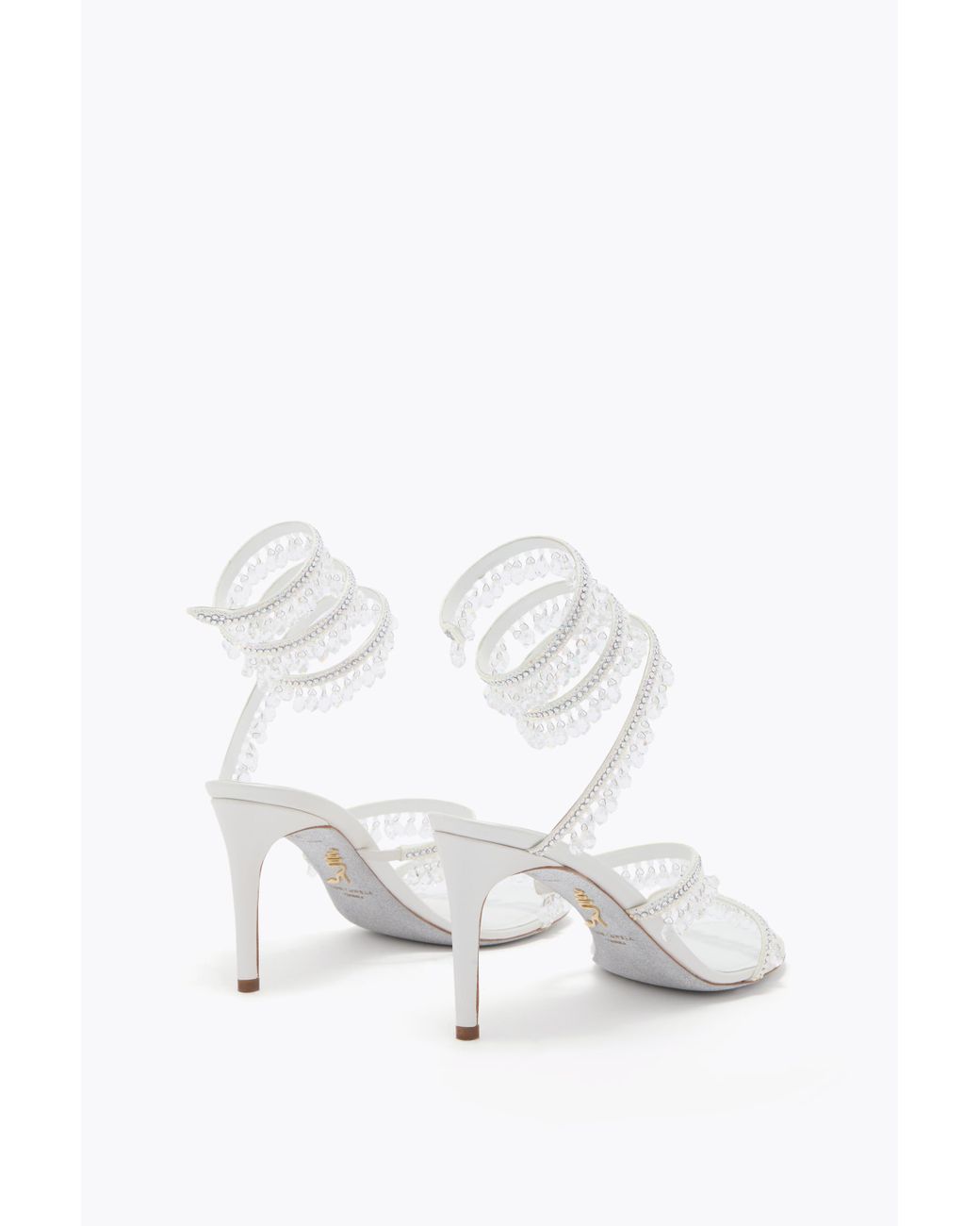 Rene Caovilla White Chandelier Sandal 80