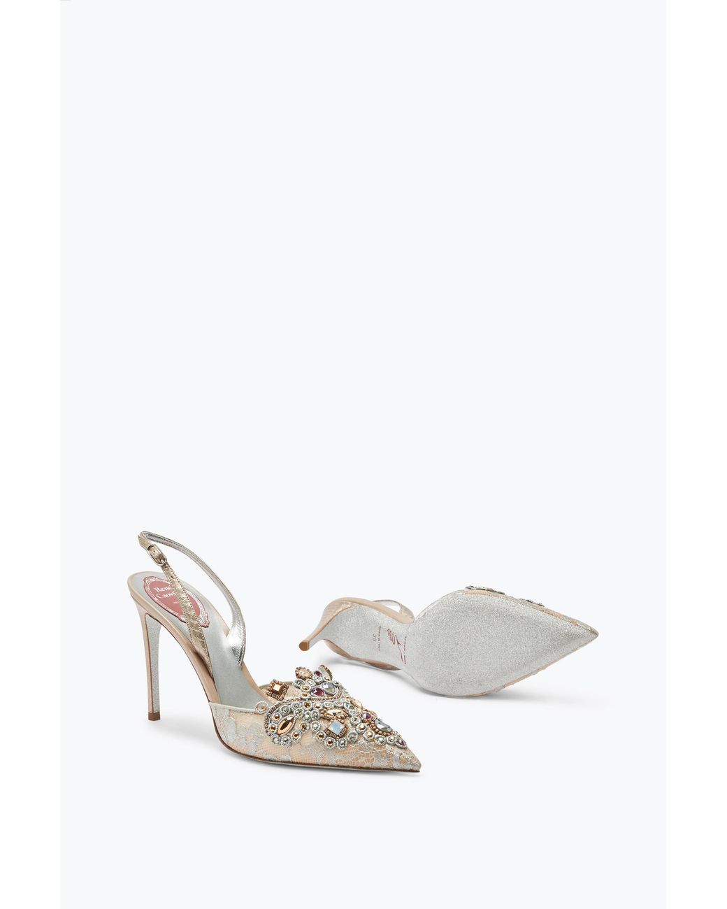 Rene Caovilla White Jewel Slingbacks Veneziana