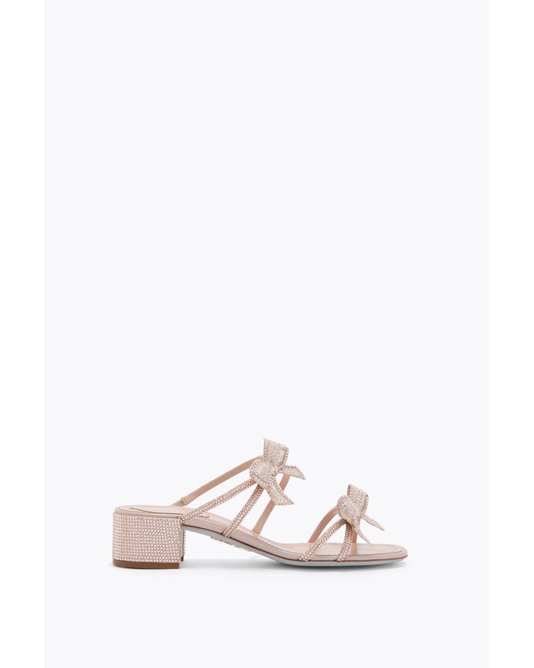 Rene Caovilla White Ribbon Nude Mule 40
