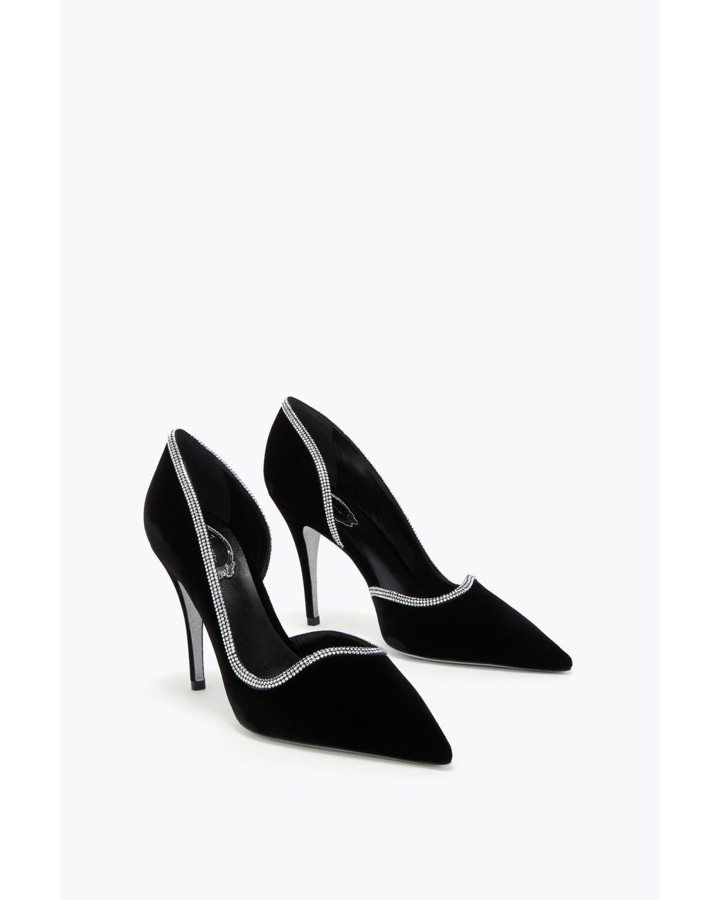 Rene Caovilla Black Onda Velvet Pump 100