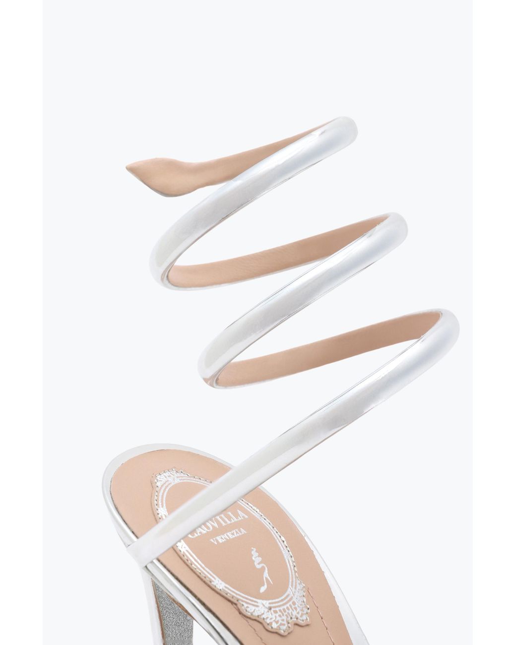 Rene Caovilla White Cleo Metallic Sandal 105