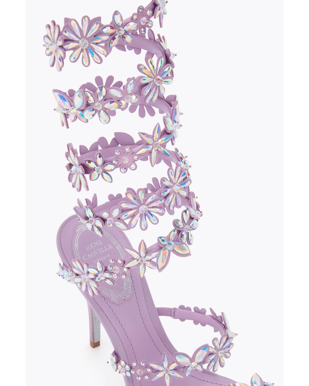 Rene Caovilla White Super Eva Lilac Sandal 100