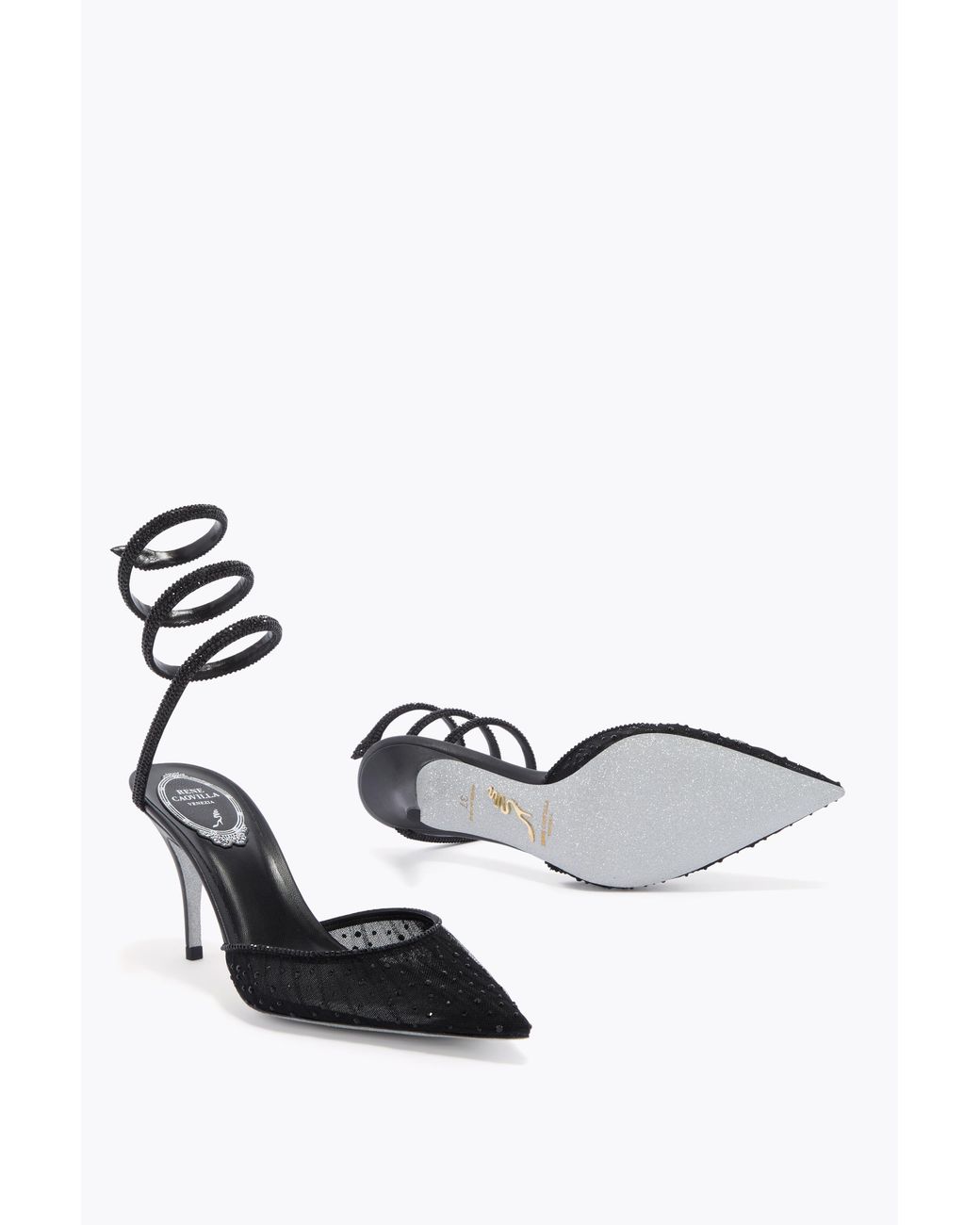 Rene Caovilla White Taylor Pump With Serpent 80
