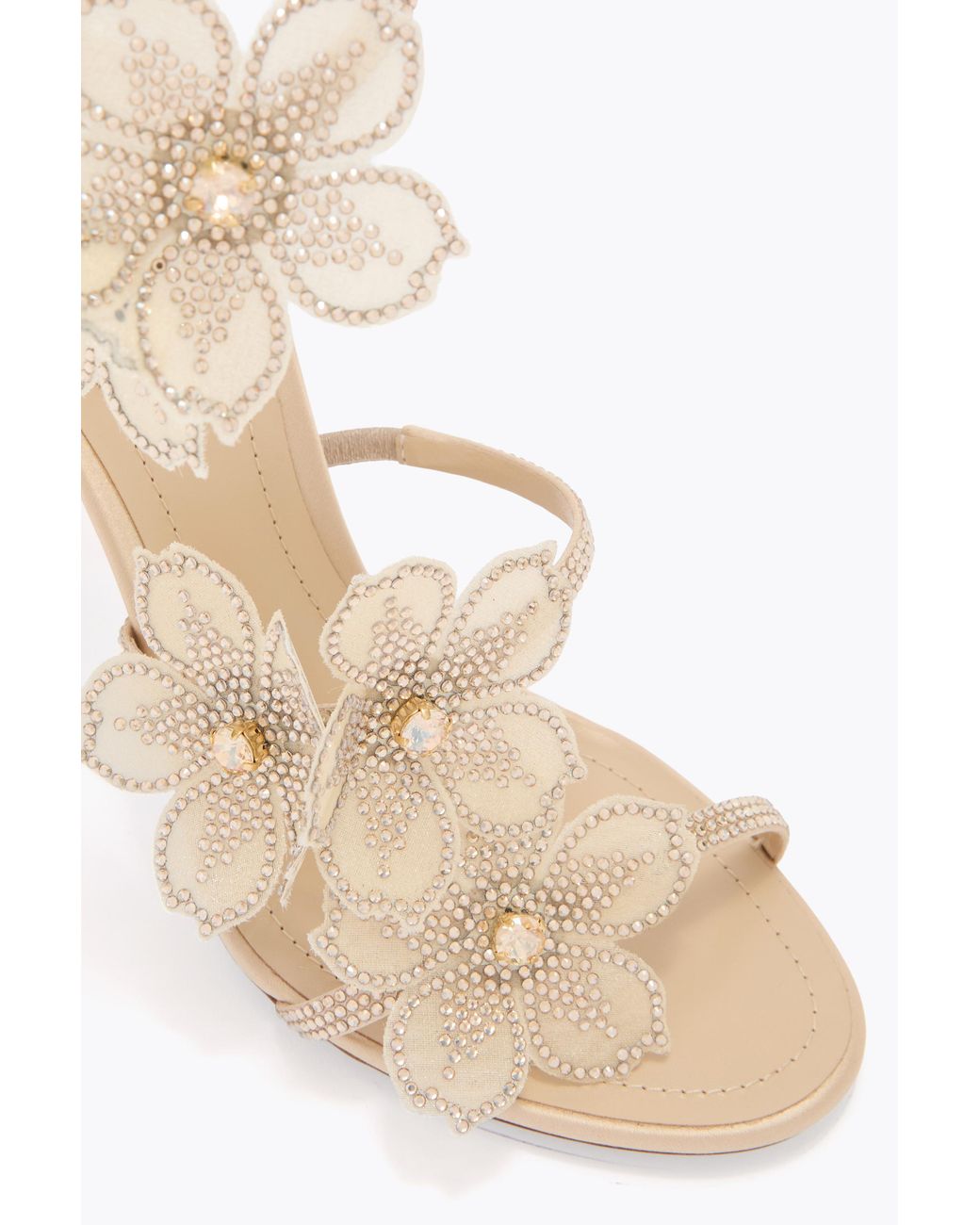 Rene Caovilla White Peach Flower Sandal 105