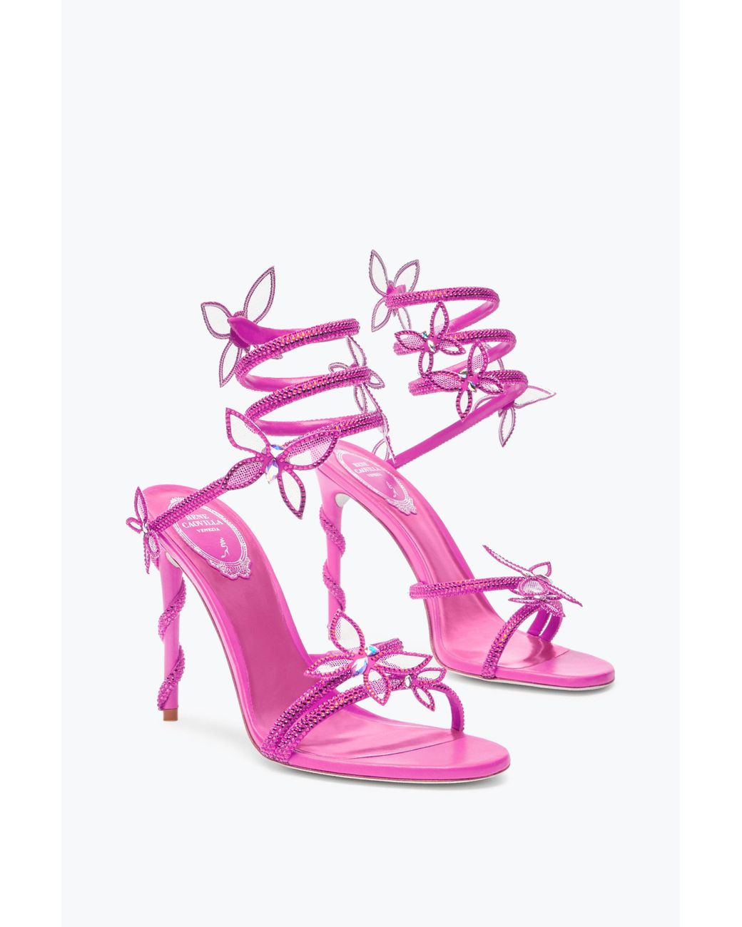 Rene Caovilla Pink Margot Shocking Butterfly Sandal 105