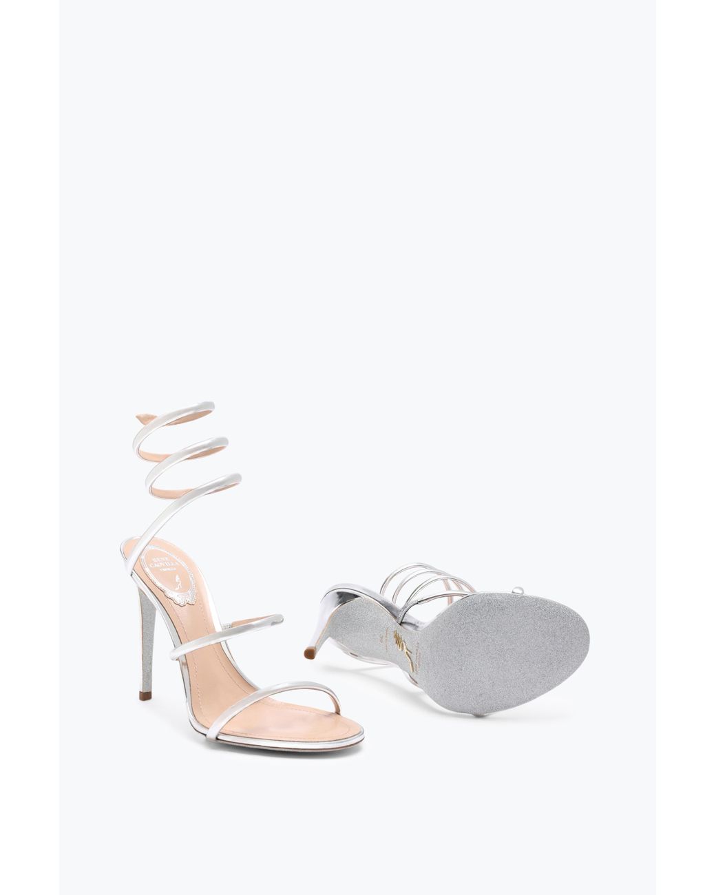 Rene Caovilla White Cleo Metallic Sandal 105