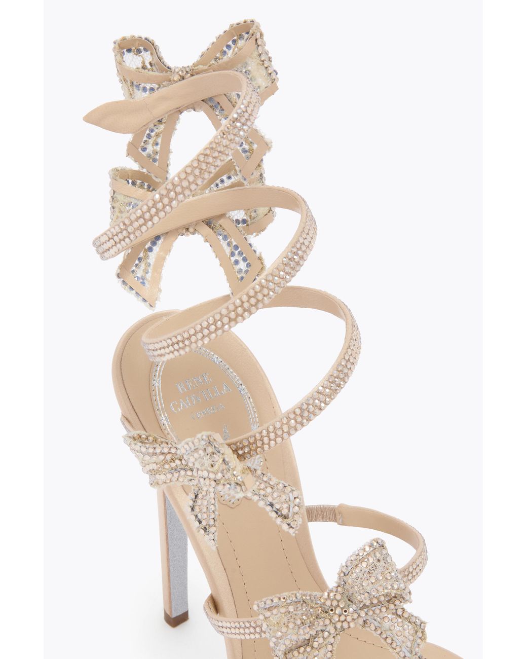 Rene Caovilla White Cleo Ribbon Honey Platform Sandal 130