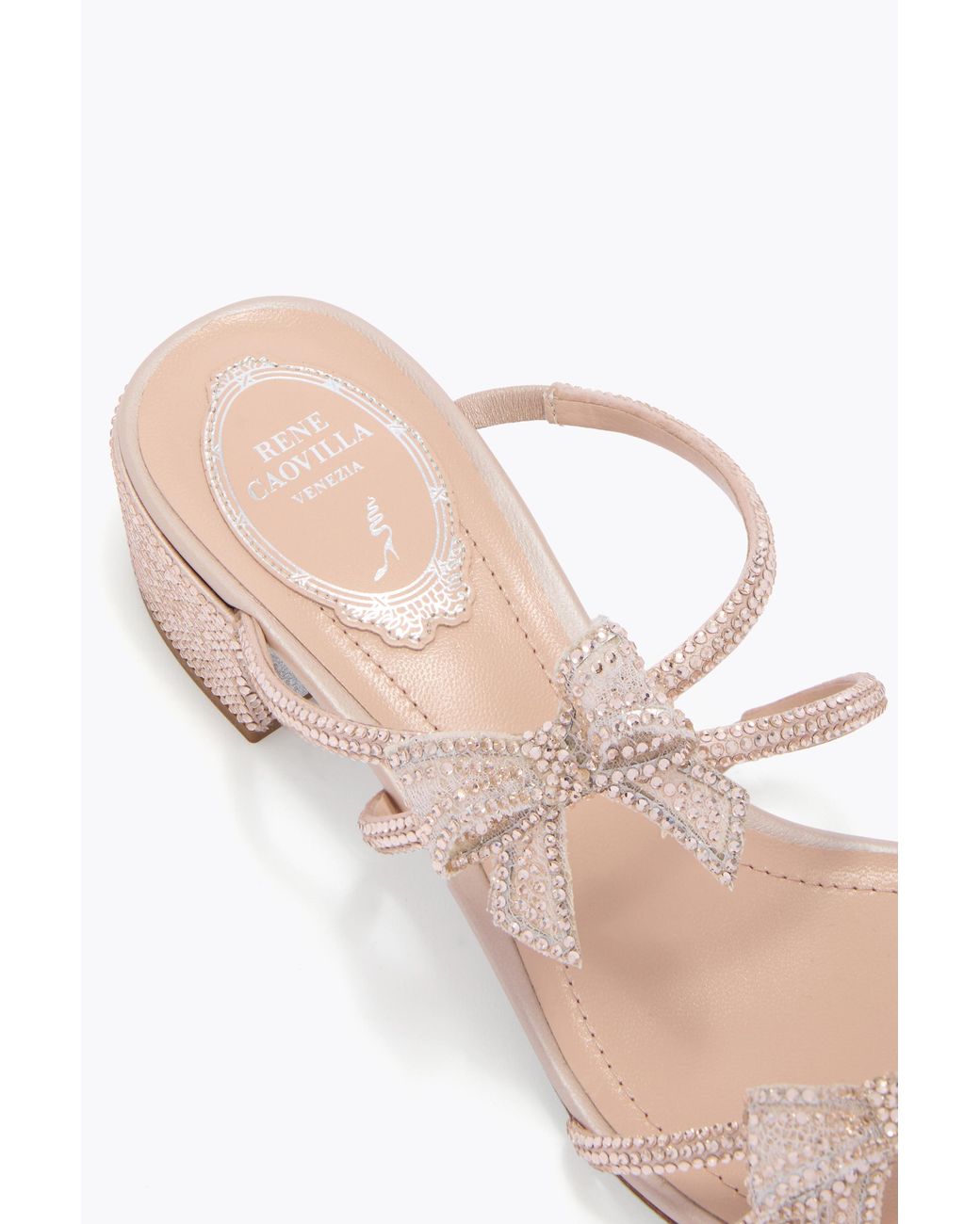 Rene Caovilla White Ribbon Nude Mule 40