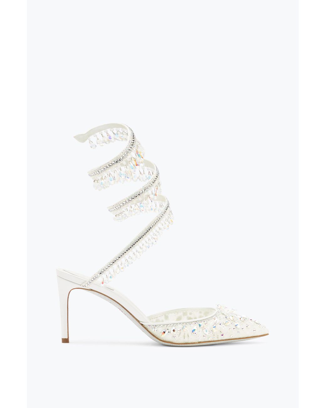 Rene Caovilla White Jewel Chandelier Pumps