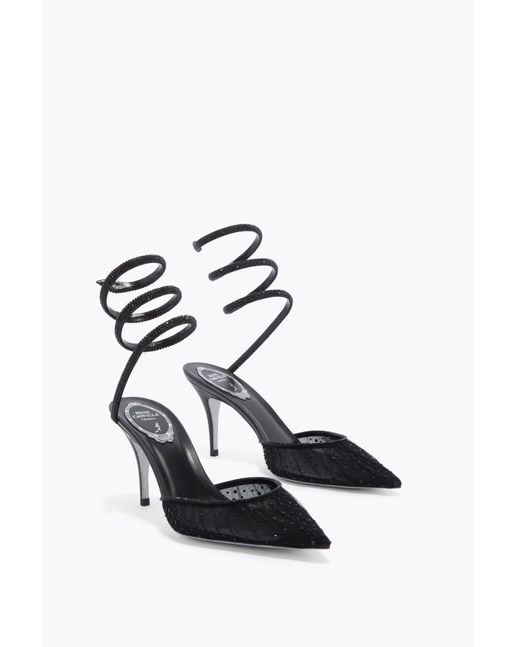 Rene Caovilla White Taylor Pump With Serpent 80