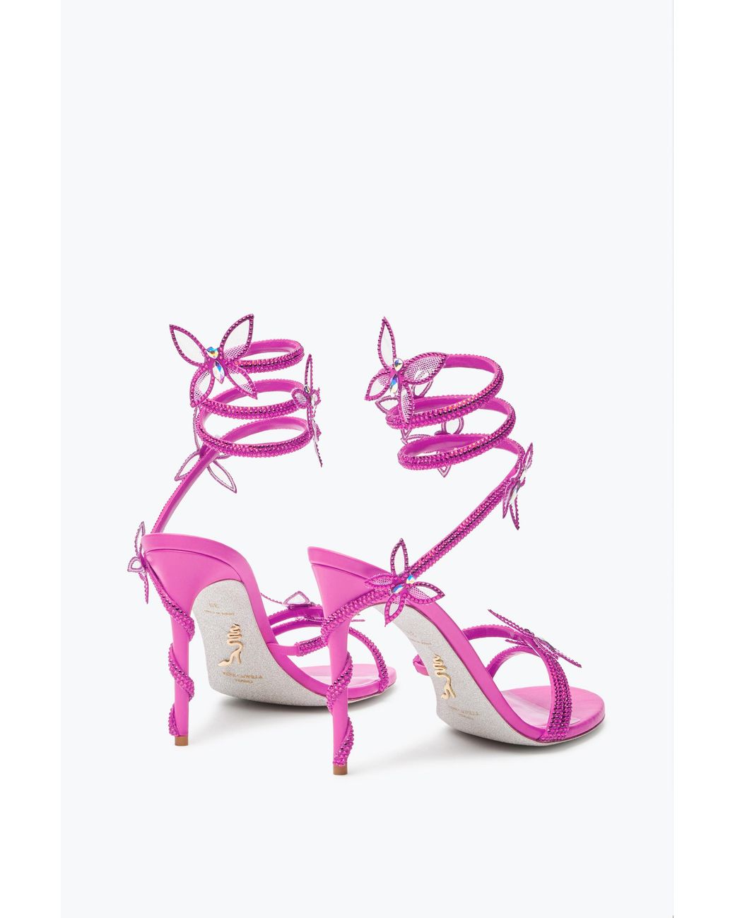 Rene Caovilla Pink Margot Shocking Butterfly Sandal 105