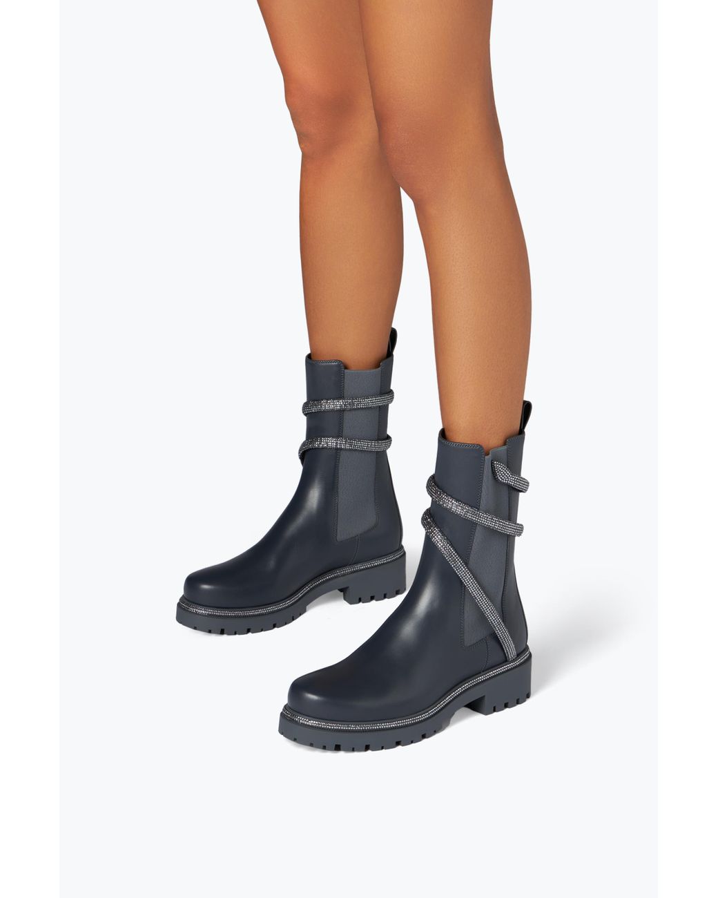 Rene Caovilla Blue Cleo Crystal- Bootie 25