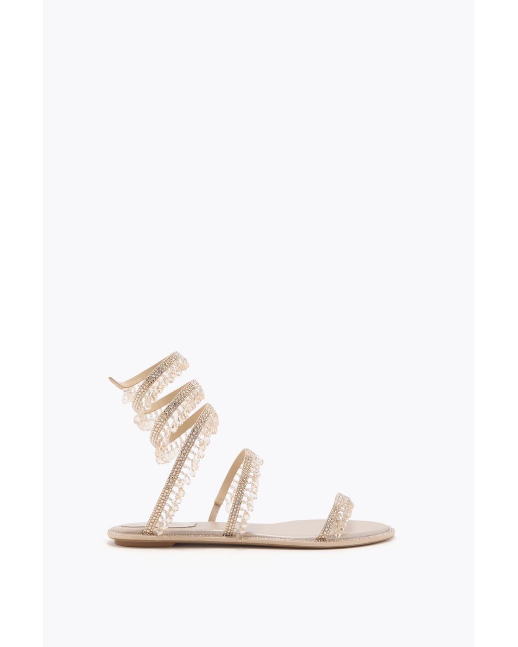 Rene Caovilla White Chandelier Flat Sandal 10