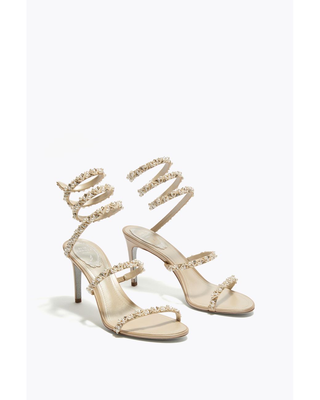 Rene Caovilla White Golden Honey Sandal 80