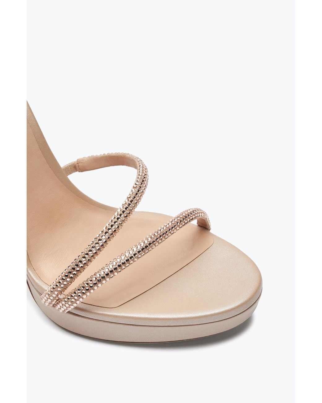 Rene Caovilla White Margot Crystal Eggshell Platform Sandal 120