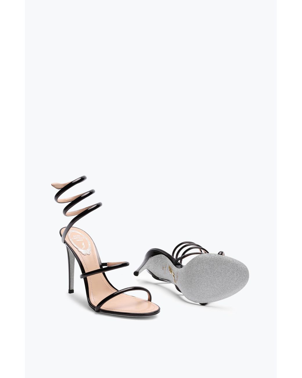 Rene Caovilla White Cleo Satin/Jet Strass Sandal