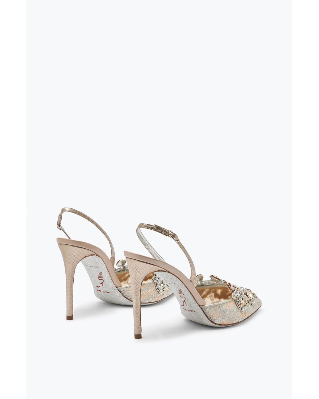 Rene Caovilla White Jewel Slingbacks Veneziana