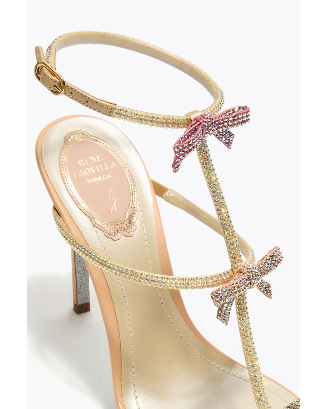Rene Caovilla White Caterina Nude Sandal 105