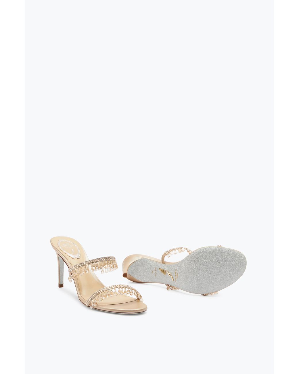 Rene Caovilla White Chandelier Ivory Slider Sandal 80