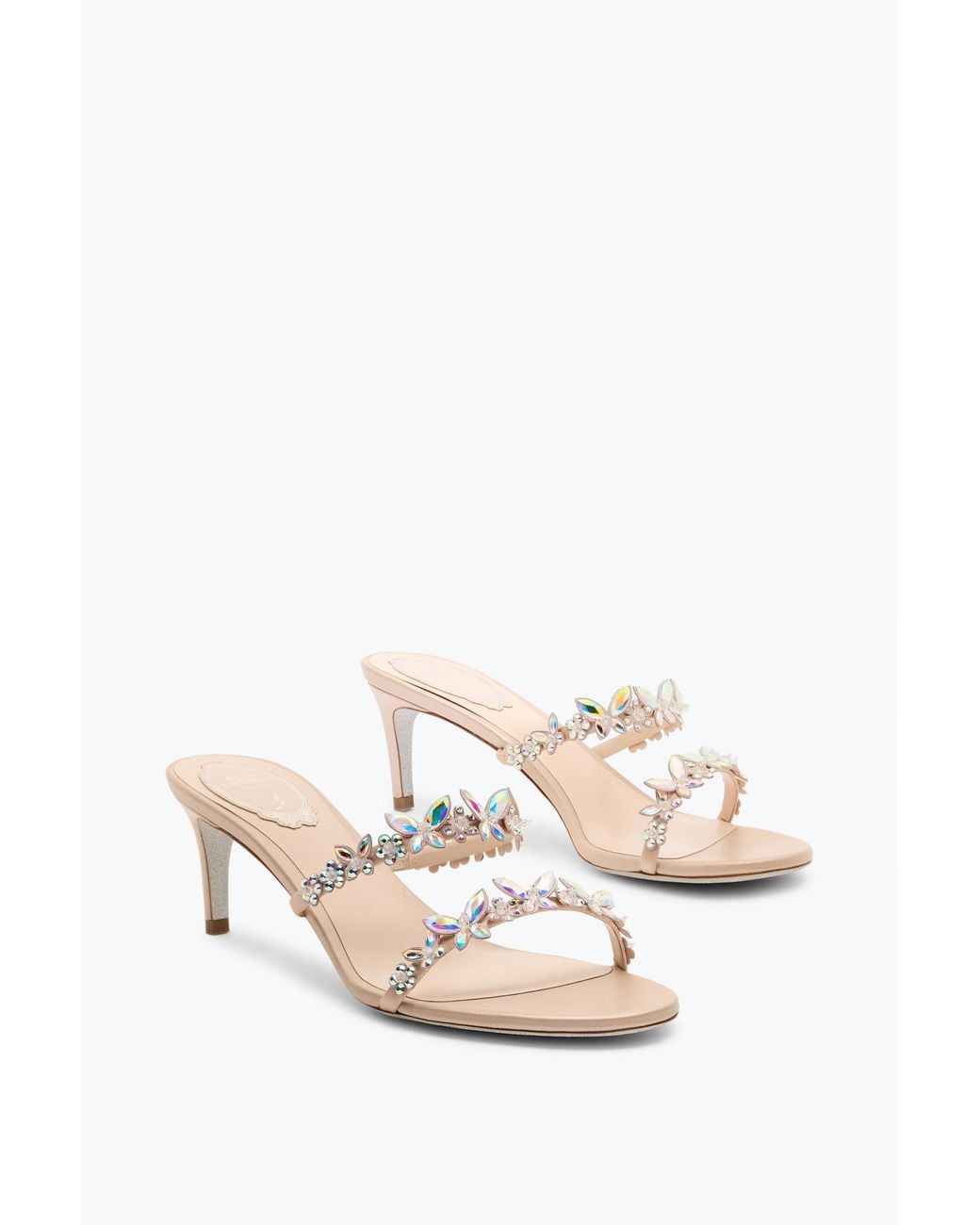 Rene Caovilla White Florian Nude Slider Sandal 60