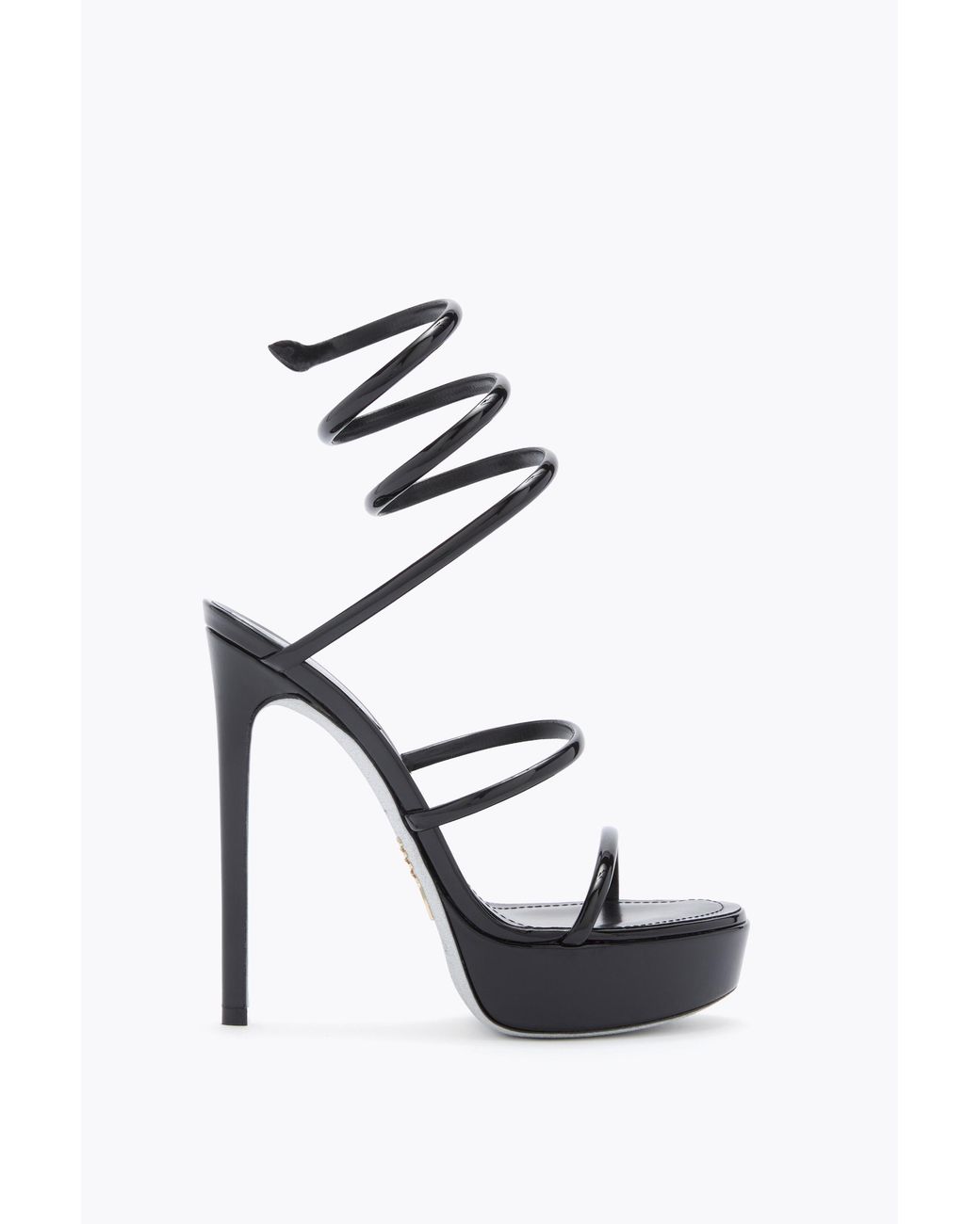 Rene Caovilla White Cleo Patent Leather Platform Sandal 130