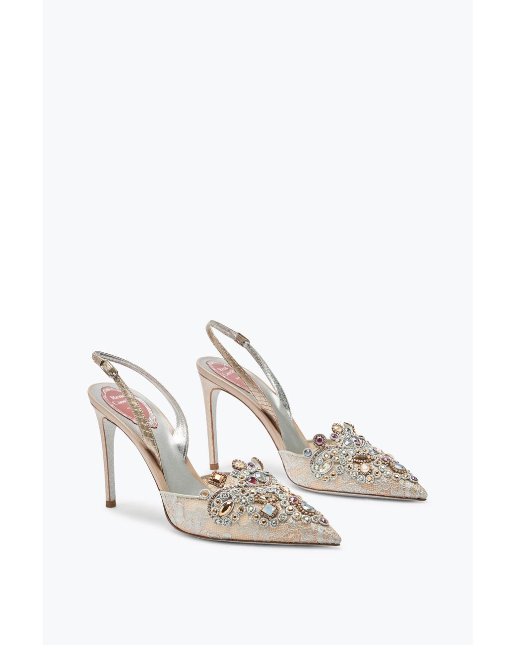 Rene Caovilla White Jewel Slingbacks Veneziana
