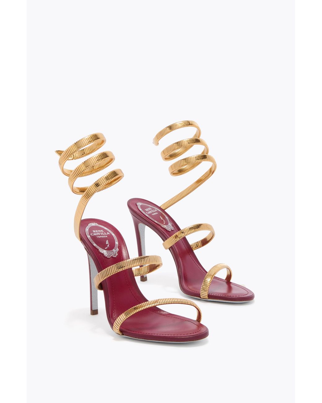 Rene Caovilla Pink Juniper Burgundy And Sandal 105