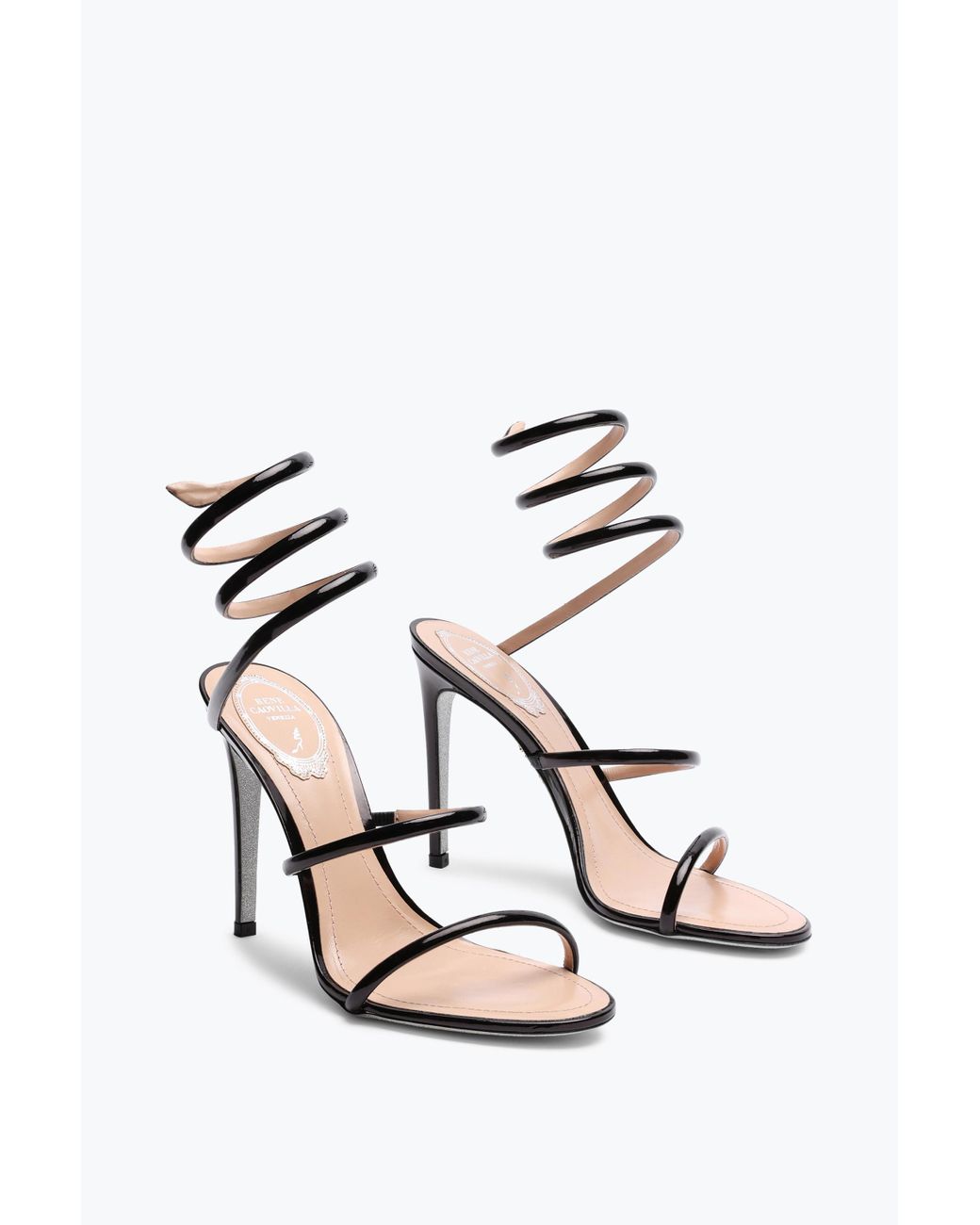Rene Caovilla White Cleo Satin/Jet Strass Sandal