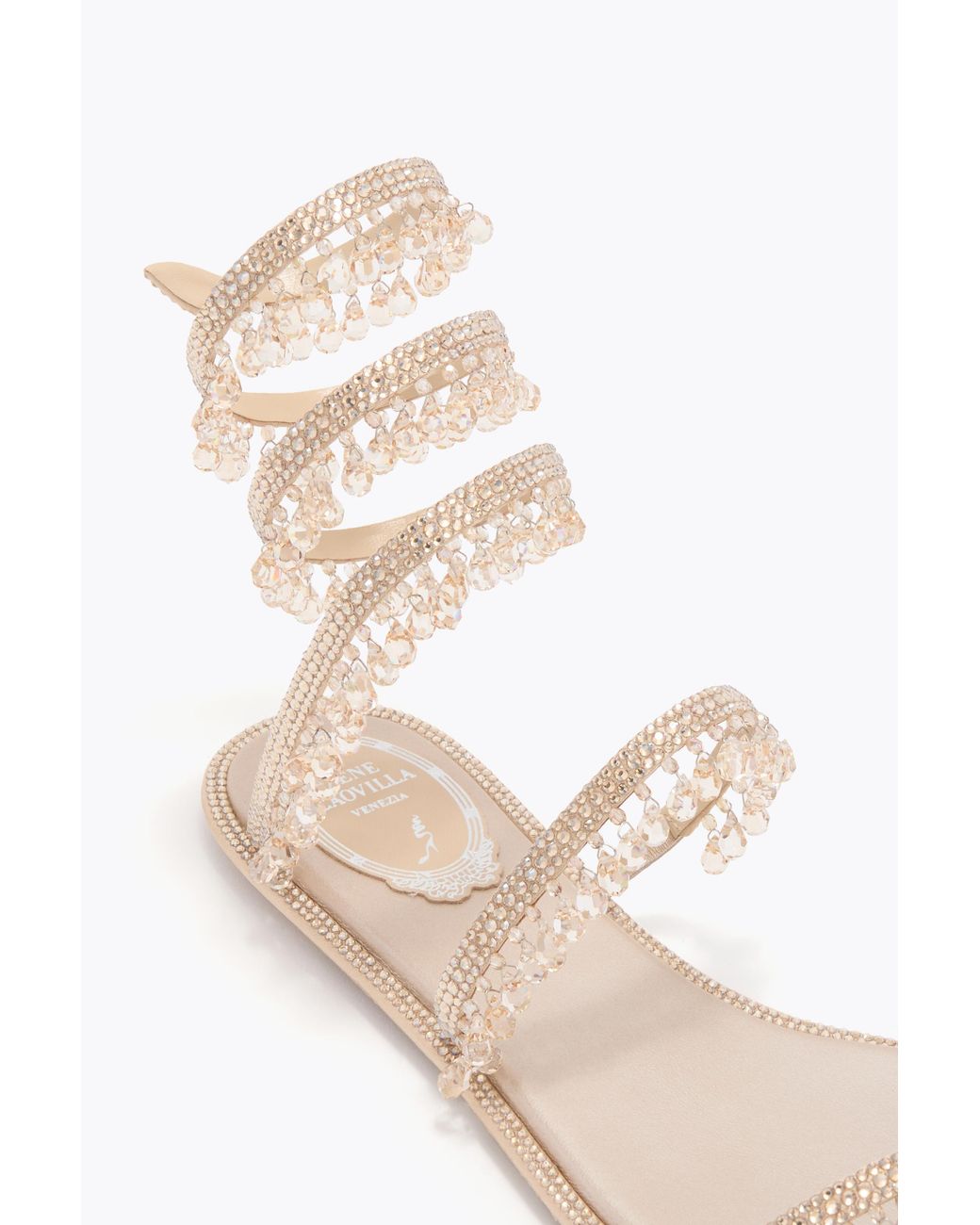 Rene Caovilla White Chandelier Flat Sandal 10