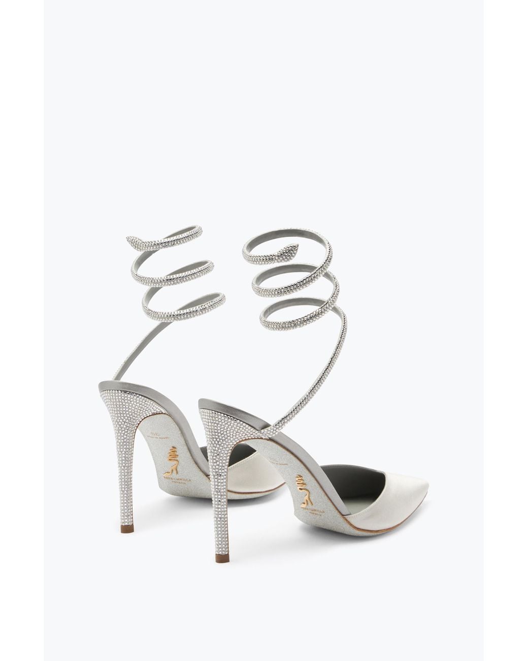 Rene Caovilla White Cleo Crystal Open-Back Pump 105