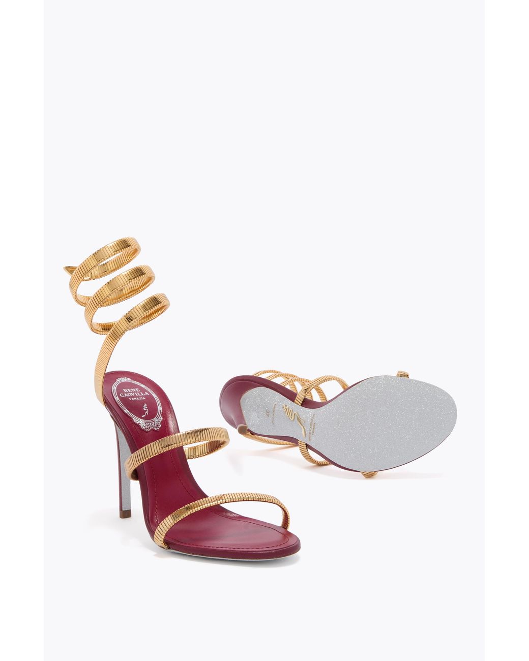 Rene Caovilla Pink Juniper Burgundy And Sandal 105