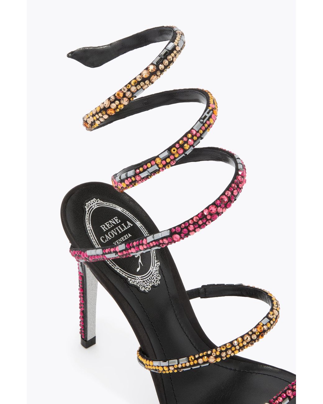 Rene Caovilla White Sandalo Cleo Nero Con Cristalli Swarovski 105